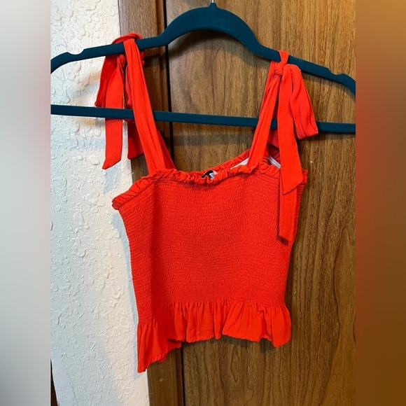 bright coral smocked boutique top - Picture 2 of 2